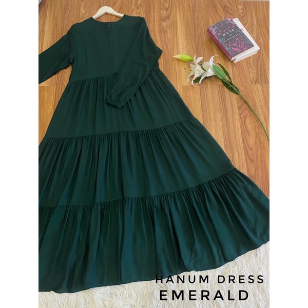 Hanum dress premium / dress polos / dress busui / gamis busui / dress rayon twill / dress hitam polos / BISACOD-EMERALD