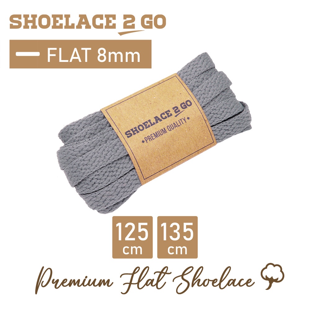 SHOELACE 2 GO PREMIUM TALI SEPATU GEPENG PIPIH FLAT E13 - GREY