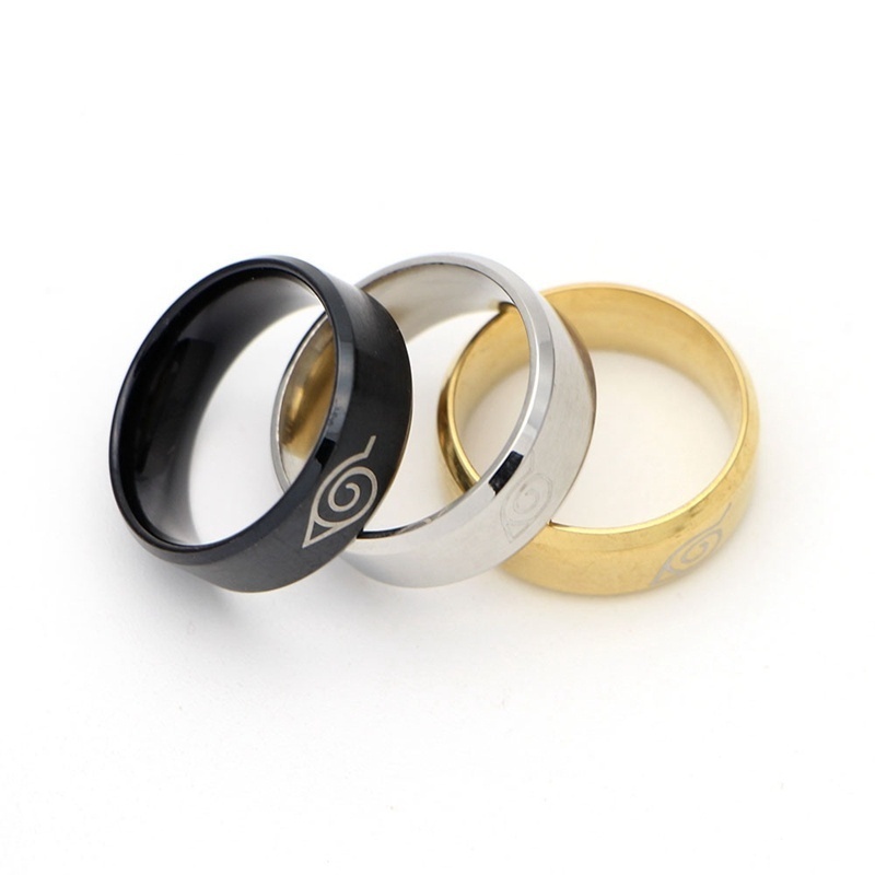 Anime Naruto Fashion Pattern Stainless Steel Ring Men's Punk Jewelry Fashion Accessory Size 7~13