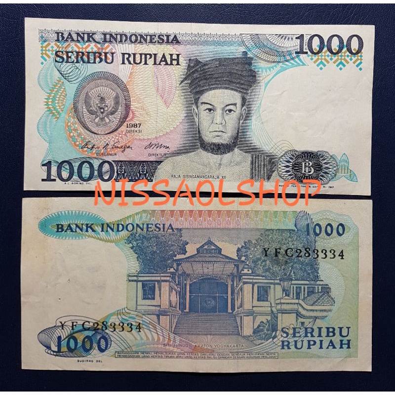 1000 RUPIAH RAJA SINSINGAMANGRAJA TH 1987 BEKAS LUBANG STEPLES