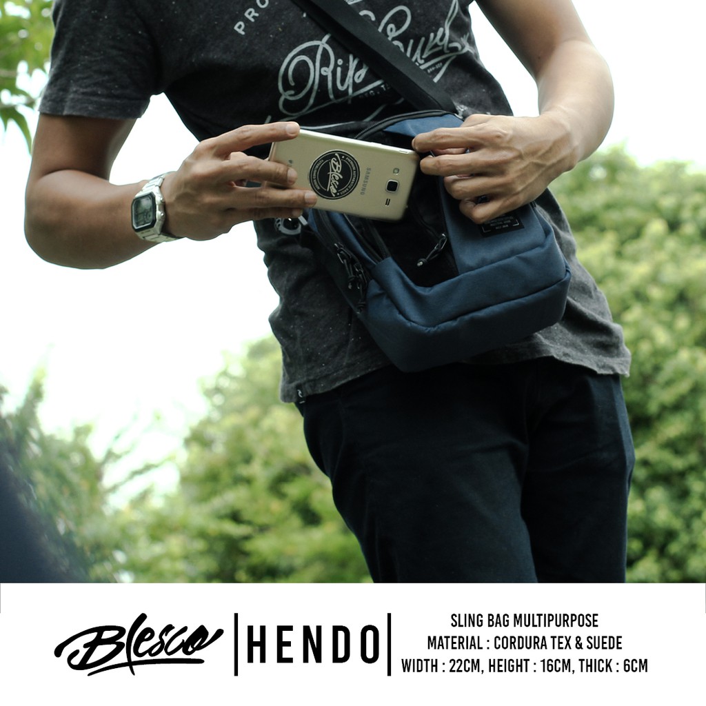 Tas Selempang Pria Mini Simple Navy Blesco Hendo