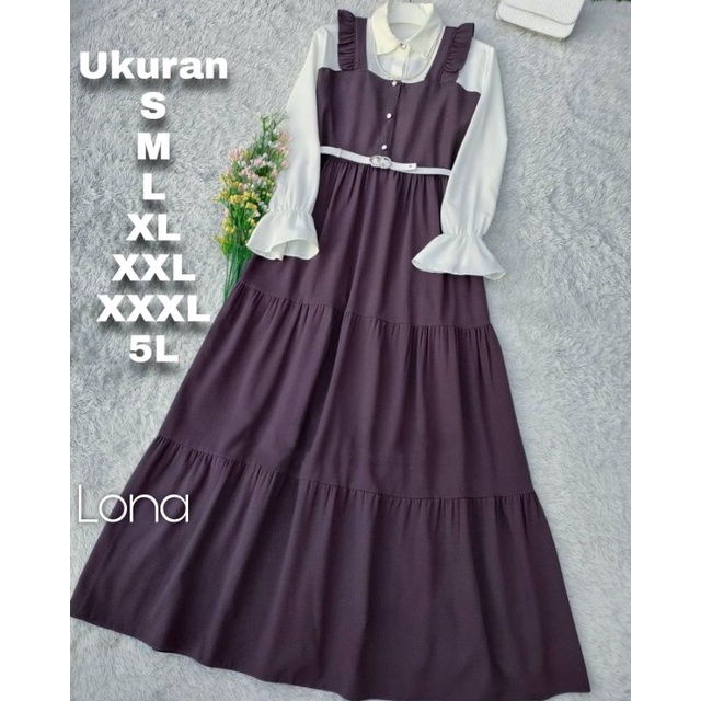 baju gamis wanita dress muslim terbaru Lona Dress GAMIS JUMBO UKURAN S M L XL XXL XXXL 4XL 5L BIG S 