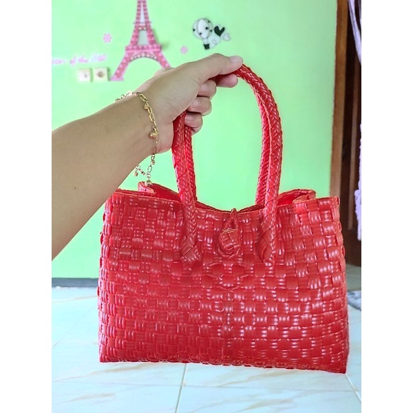 Tas anyaman jali plastik premium polos