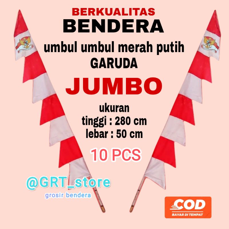 10 PCS umbul umbul merah putih, umbul umbul warna, umbul umbul gergaji (10 PCS)