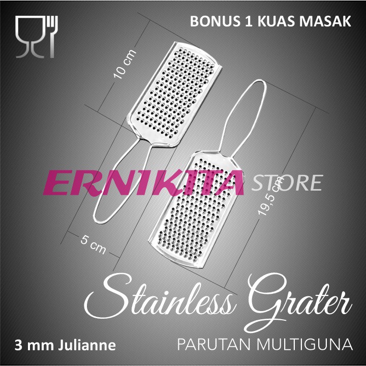 GRATER PARUTAN KEJU STAINLESS STEEL SERBAGUNA - Bonus Kuas Kue