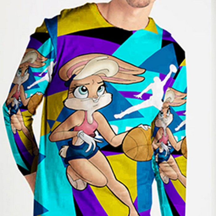 Fullprint Tshirt Lola Bunny Air Jordan 7 Retro Kaos Tangan Panjang Bahan Polyester Jersey T-SHIRT Un