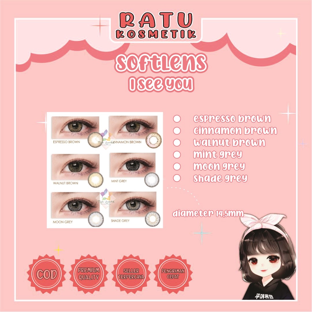 ❤ RATU ❤ Softlens I See You Normal | Soflens Iseeyou By Omega Big Eyes Dia 14.5mm