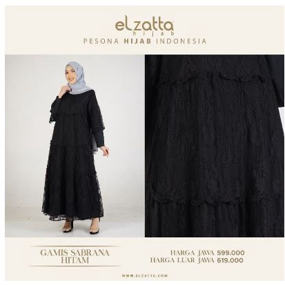ELZATTA GAMIS DRESS SABRANA L HITAM ELZATTA