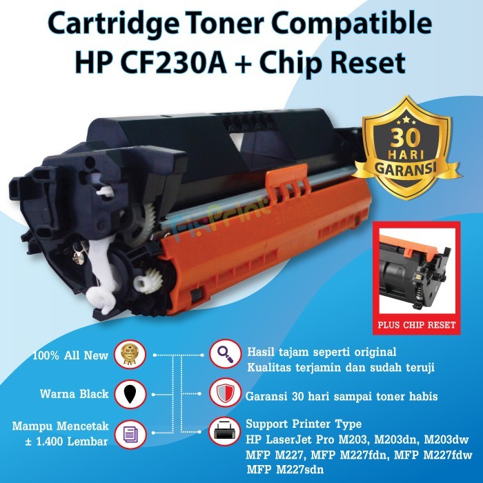 Cartridge Toner Compatible 30A CF230A HP M203 M203d M203dn M203dw Chip FPTS65