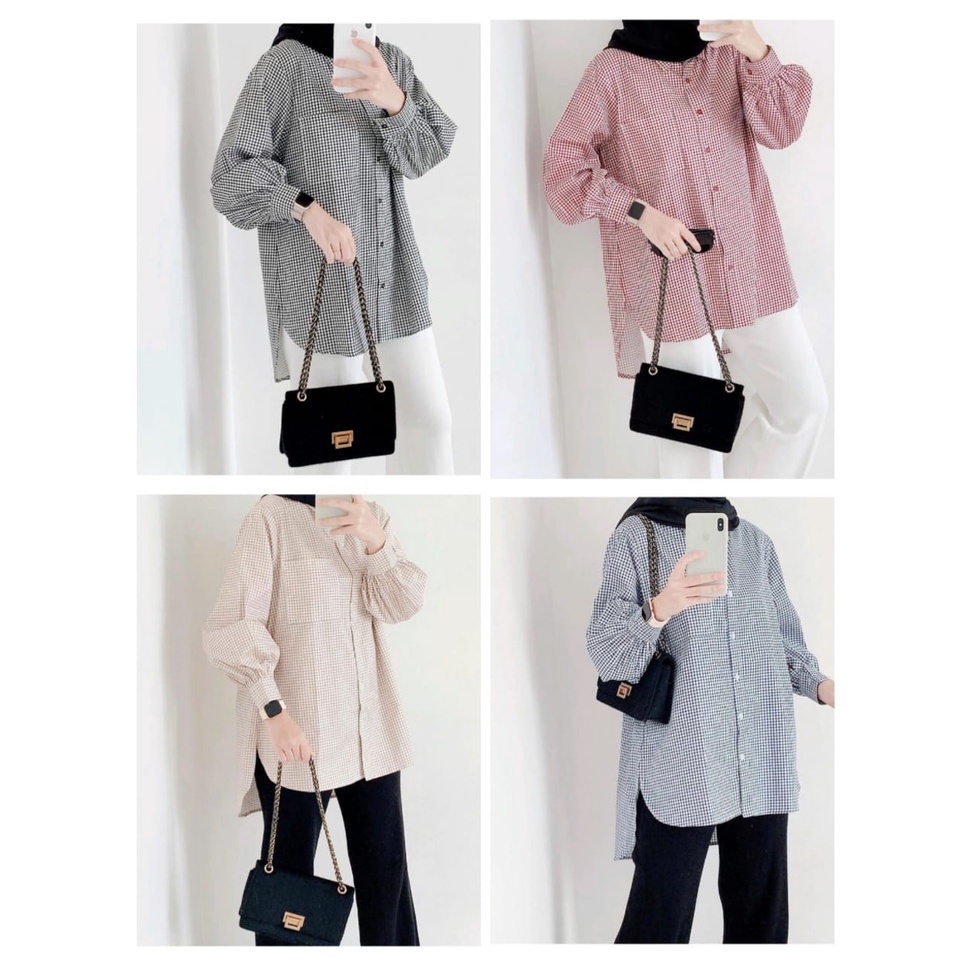HUM - ZECFS OOTD Kemeja Tunic Kotak / Yumna Top / Yumna Yum Square Tunik