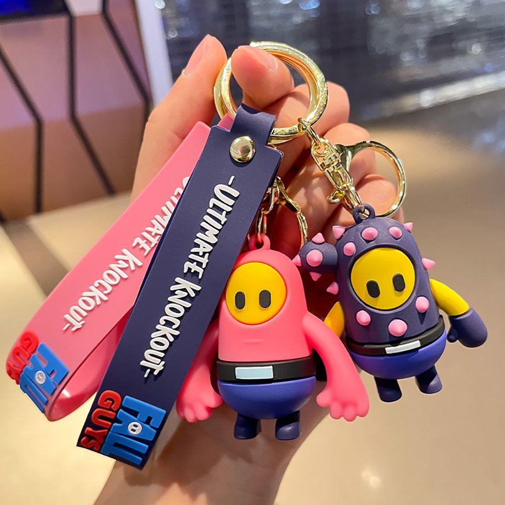 Needway Kartun Gantungan Kunci Kreatif Pria Kawaii Hadiah Jatuh Cowok Silikon Kunci Mobil Tergantung Game Figure Key Lanyard