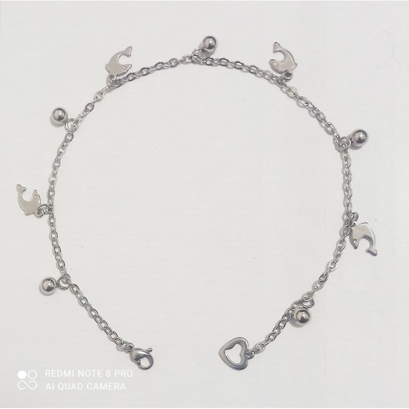 GELANG KAKI KOREA TITANIUM WANITA WARNA SILVER