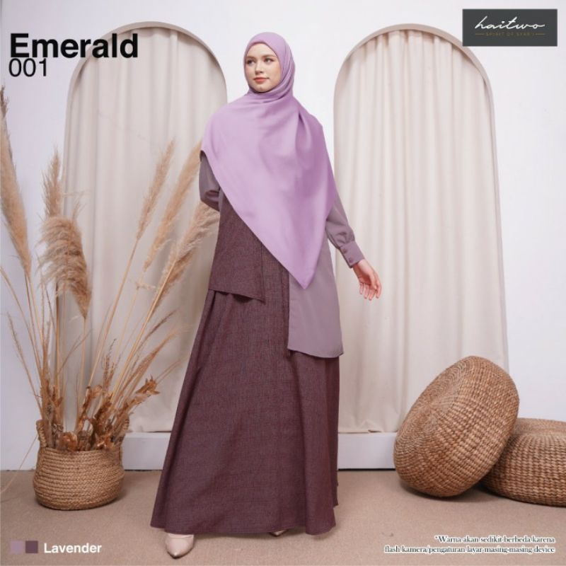 GAMIS HAITWO EMERALD 001 / BAJU KEKINIAN PLUS OUTER /DRESS CANTIK /DRES ANGGUN / GAMIS TERBARU 2022 