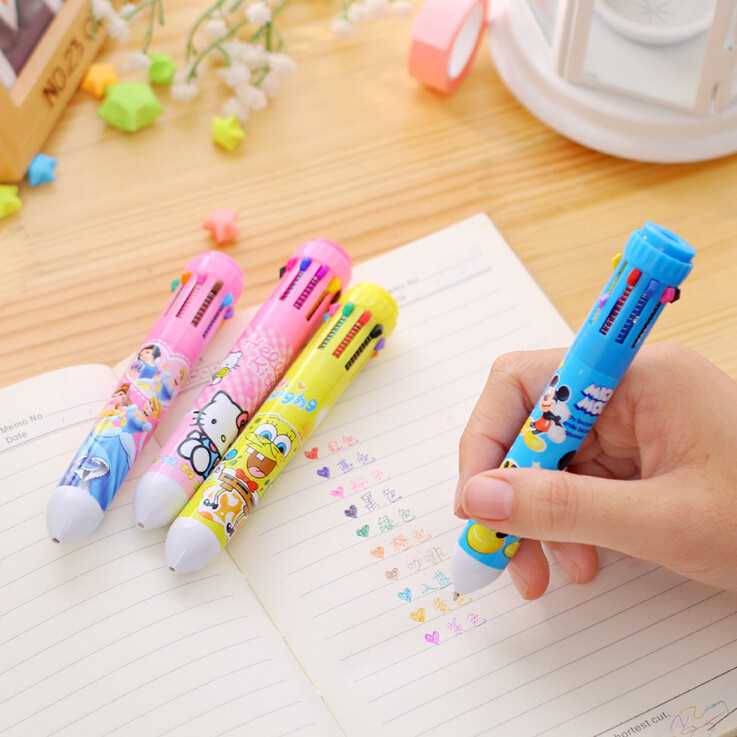 

Pena Ballpoint Multi Warna 10 in 1 Desain Karakter - Full collor (KLA20)