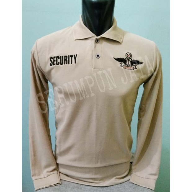 KAOS SECURITY WINGS KREM PANJANG - KAOS KERAH SECURITY WINGS KREM FULL BORDIR