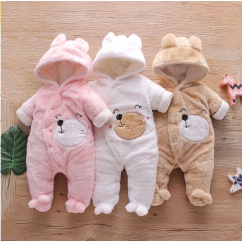 Sleepsuit bayi bulu/romper bayi/hoodie bayi lembut LYME