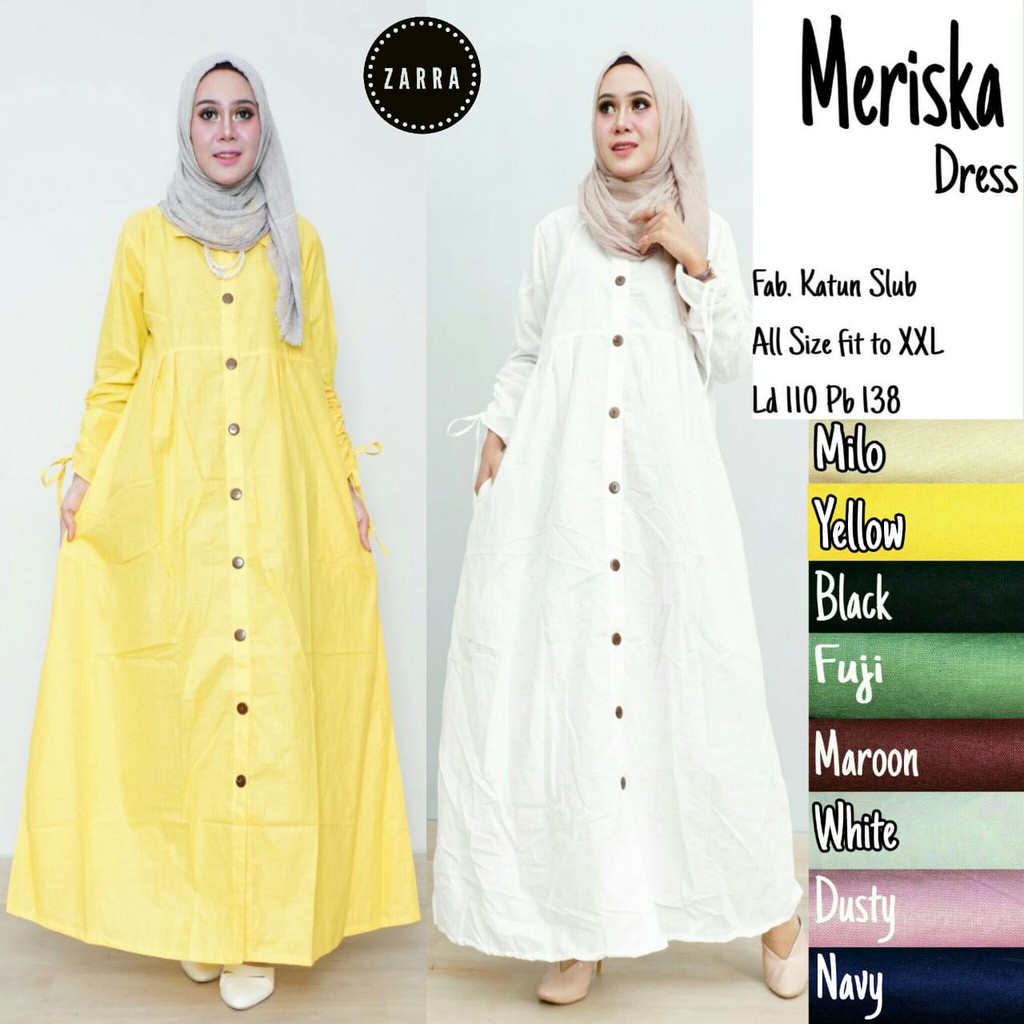 MERISKA Gamis CANTIK INDAH MENAWAN LD 110 PB 138 KATUN SLUB