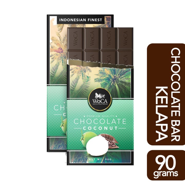 

54ekh Woca Premium Chocolate Bar - Cokelat Batang Rasa Kelapa - 90 Gram 60J