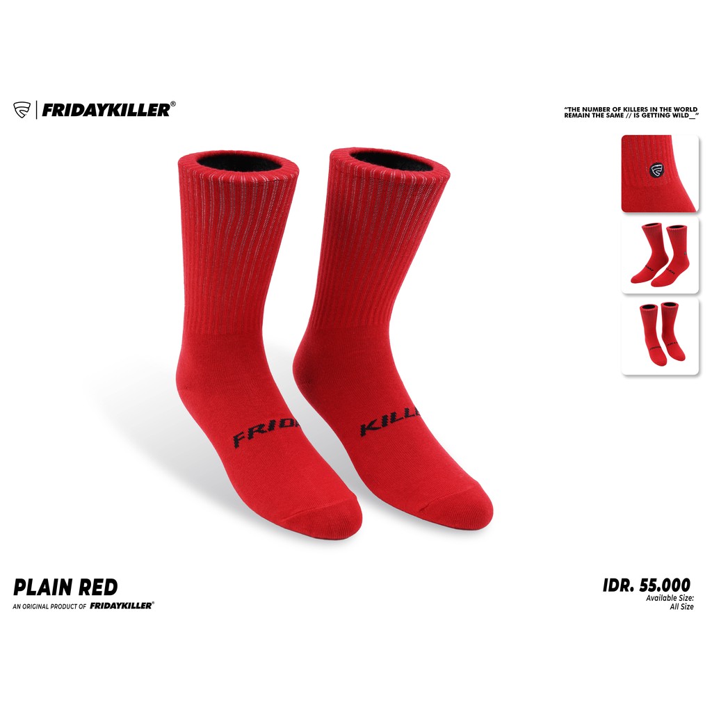 KAOS KAKI FRIDAY KILLER | PLAIN RED