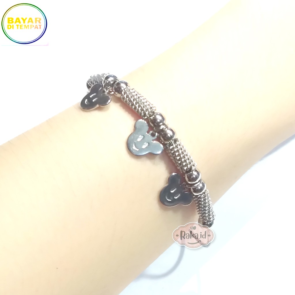 Raka Acc - Gelang Tangan Wanita / Gelang Tangan 3 Mickey Perhiasan Aksesoris Wanita Lapis Emas 339