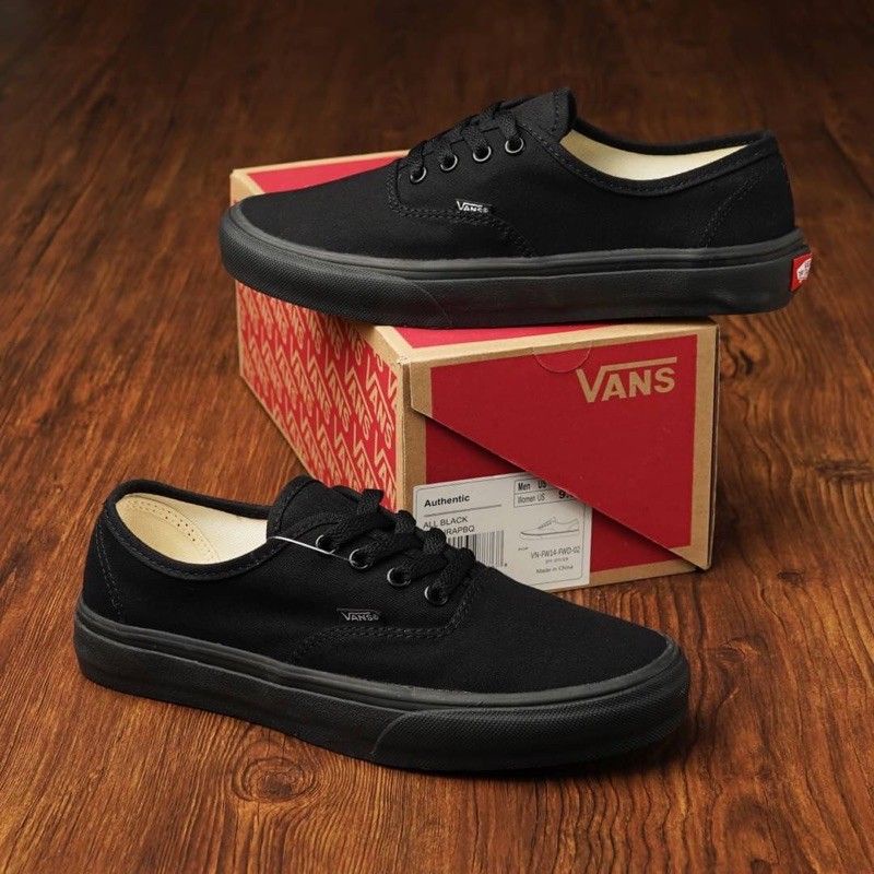 Sepatu Vans Authentic Full Black Size 36-43 Premium Import Quality Made In China With Box