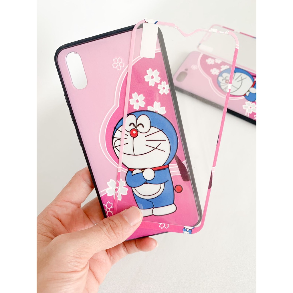 Softcase + Tempered Glass karakter Oppo A1k,Realme C2 A31 A33/A53 A37/Neo 9 A3S/C1 A5S/A7/A12/A11K/2 pro/U1/U2 5/5i/5S/C3 C17/7i C12 C15 Samsung j2 Prime vivo y11/y12/y15/y17 y20/y20i/y20s/y12s y30/y30i/y50 y91/y93/y95 y91C Redmi 3S,4A,5A,8A,9A,9C HCTG 20