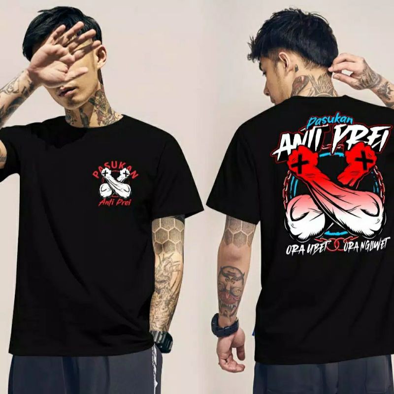 Fourfashion Kaos Pria Kaos Distro PASUKAN ANTI PREI Black FN329