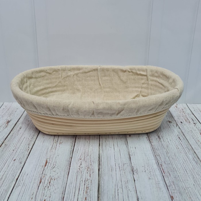 Banneton Basket Proofing Sourdough Plus Linen Cover Oval 28x14x8cm / keranjang rotan