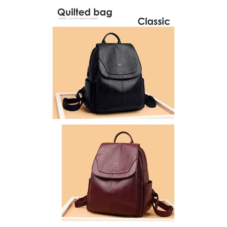 Satu7an T236 Tas Ransel Wanita Fashion Style Korea Kasual Tas Punggung Sekolah Kerja Backpack Cewek Kulit Sintetis-6