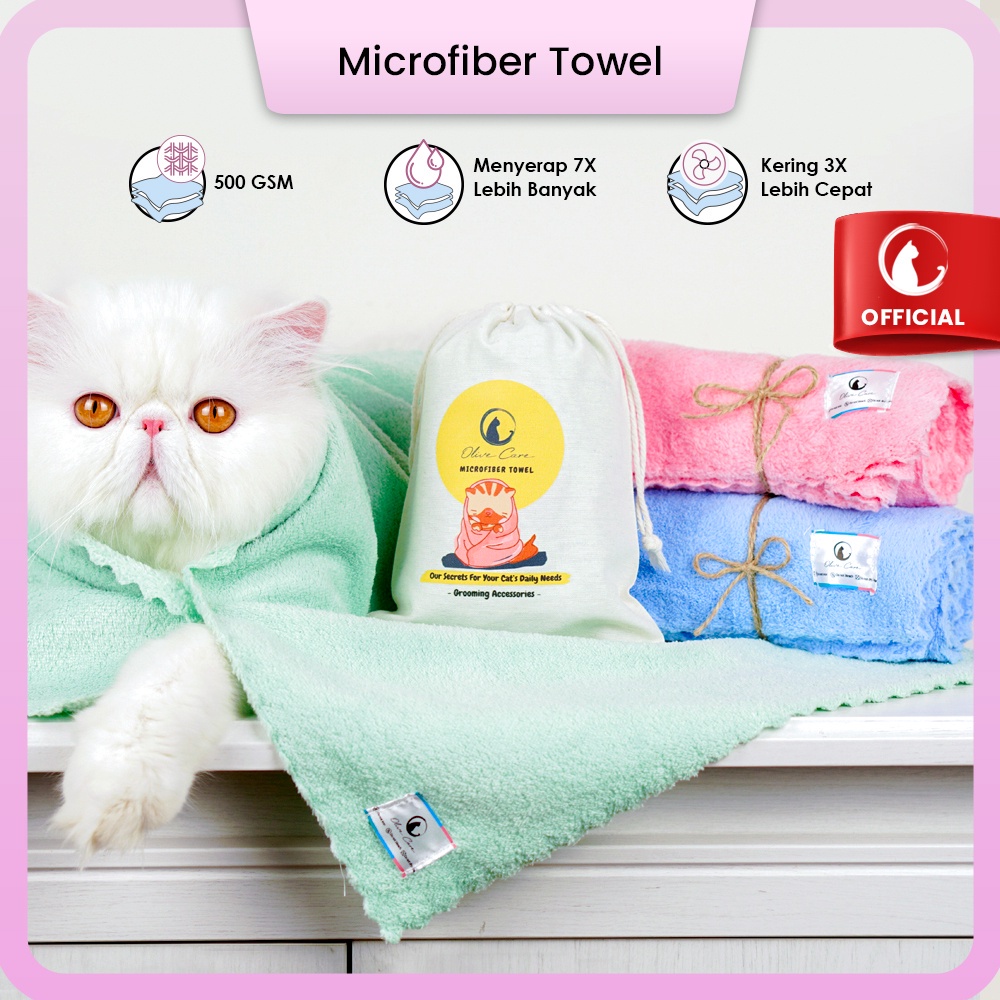 Olive Care Handuk Microfiber Kucing Anjing Grooming Bulu Cepat Kering