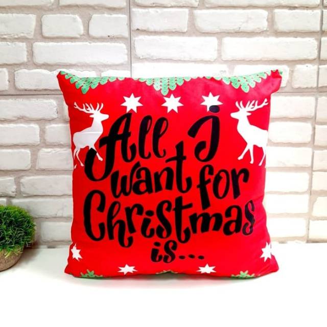 Sarung Bantal Natal Hadiah Dekorasi Christmas Murah Pillow Case Merah