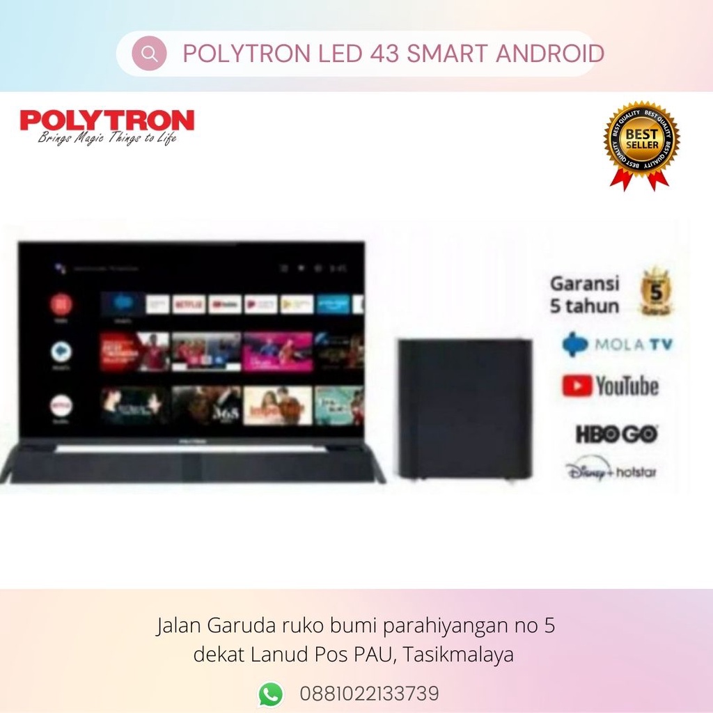TV LED POLYTRON 43" SMART ANDROID 43BAG9953 NEW