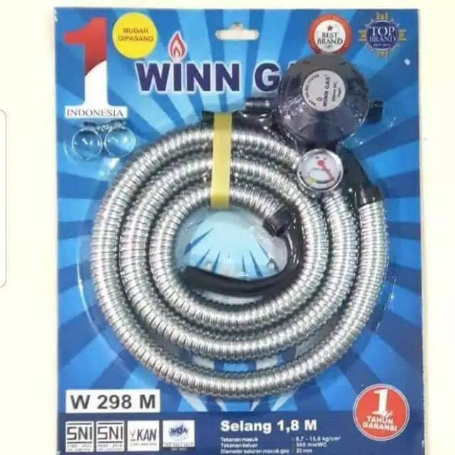 Winn gas selang paket regulator+selang metal spiral 1,8m