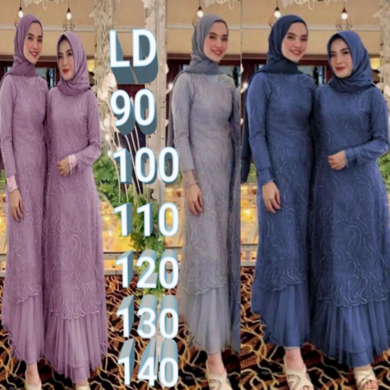 Gamis Brukat Tile Jumbo-Dress pesta-Gamis Malaysia Brukat Tile-Baju Kondangan