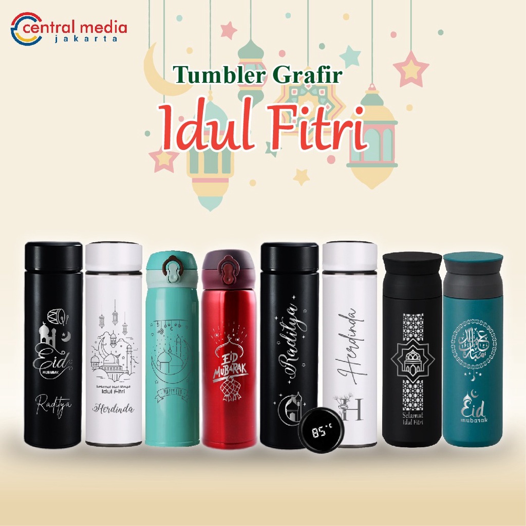 Jual Tumbler Idul Fitri Grafir Custom Nama Hampers Souvenir Parcel Botol Termos Lebaran 2022 3055