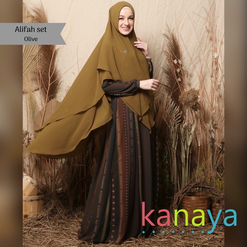 Alifah Olive dress & khimar HALIMAH by Kanaya