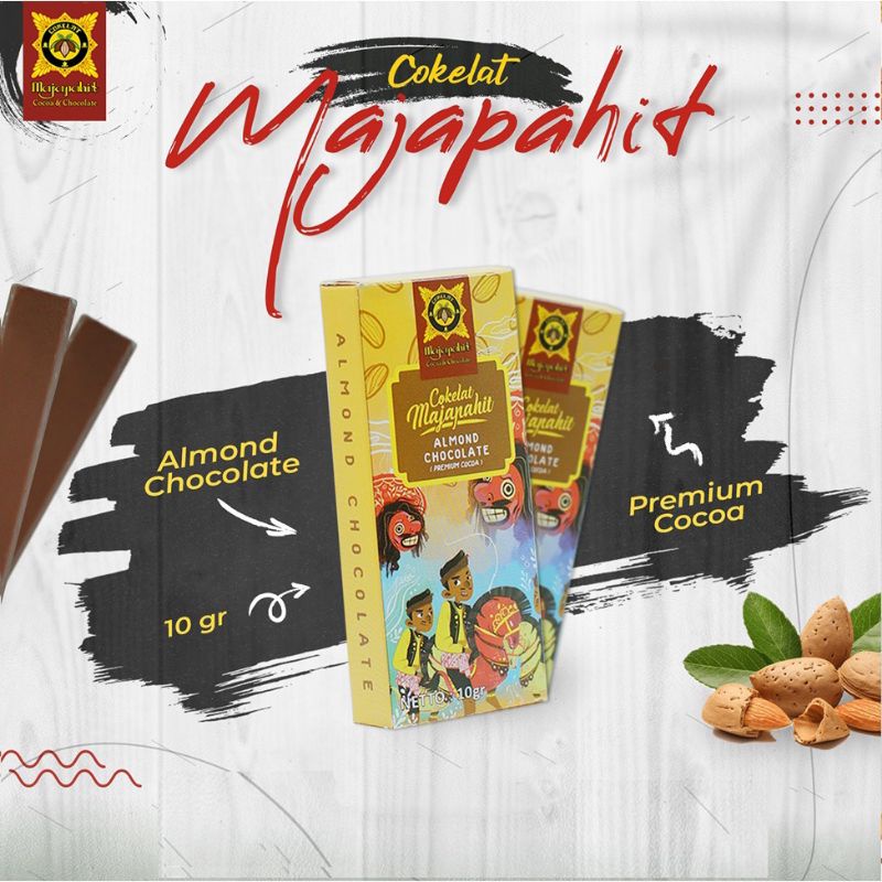 

Coklat Batang Cokelat Majapahit bar 10 gr Almond Chocolate Cokelat Susu isi Almond