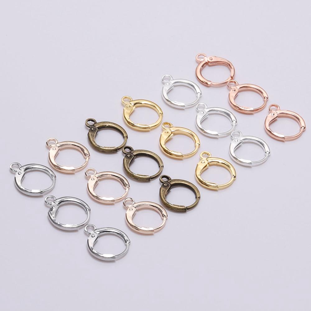 20 Pcs / Lot Kait Anting Hoops Ukuran 14x12mm Warna Emas Perak Untuk Membuat Perhiasan