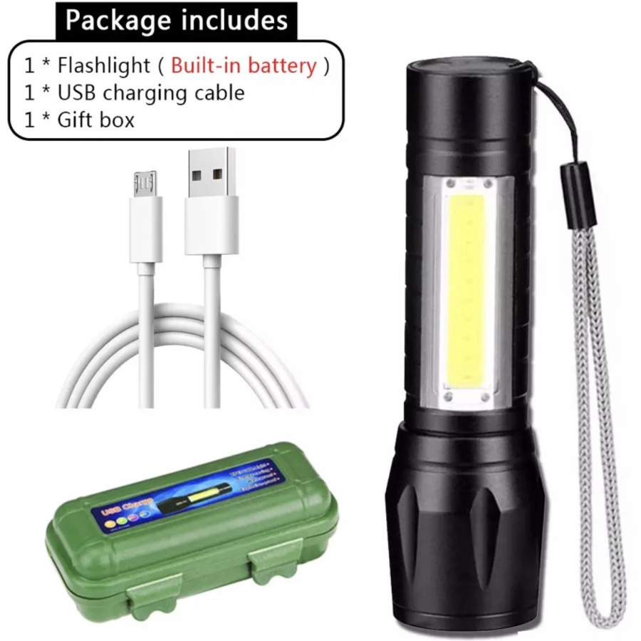 COD Senter XPE USB cob mini usb recharger zoom led Q5 - 511B//Senter Mini Zoom//Senter Police USB Charger