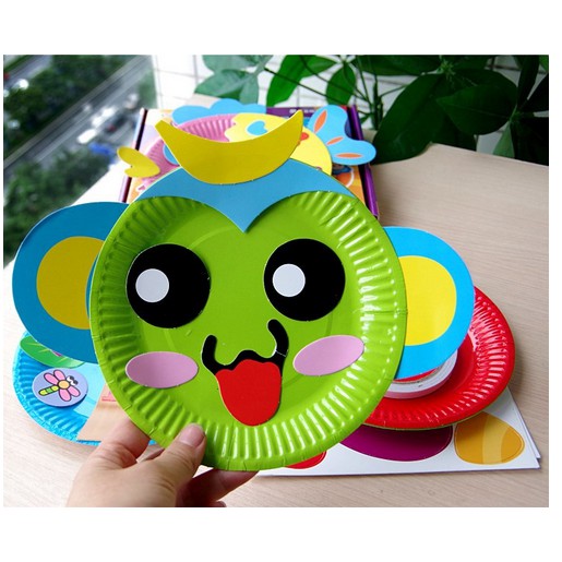 1 SET DIY PAPER PLATE dus ungu 10pcs / mainan diy dari piring kertas mainan edukasi art n craft