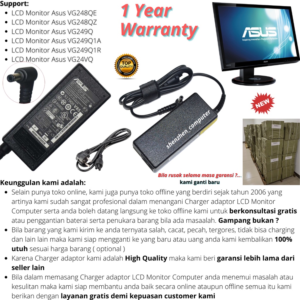 Adaptor LCD Monitor Asus vg249q vg249q1a vg249q1r vg24vq high quality
