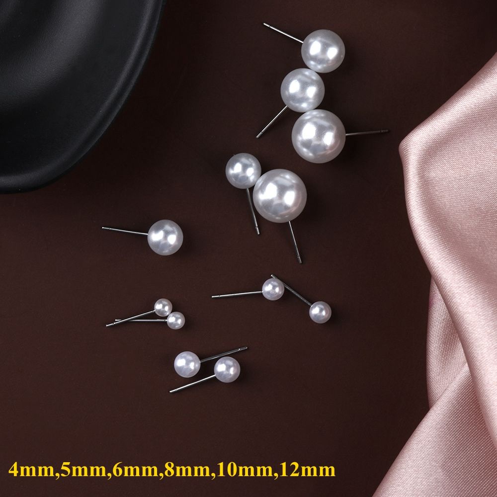 ROW 5Pairs/10Pairs/12Pairs Women Pearl Earrings Jewelry Round Shape Ear Stud Wedding Engagement Party 4mm 5mm 6mm 8mm 10mm 12mm Fashion Elegant