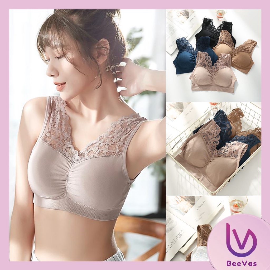 BV.ID BR026 WANITA TANPA KAWAT BAHAN HALUS PAKAIAN DALAM BRALETTE ELASTIS SEXY DENGAN BUSA