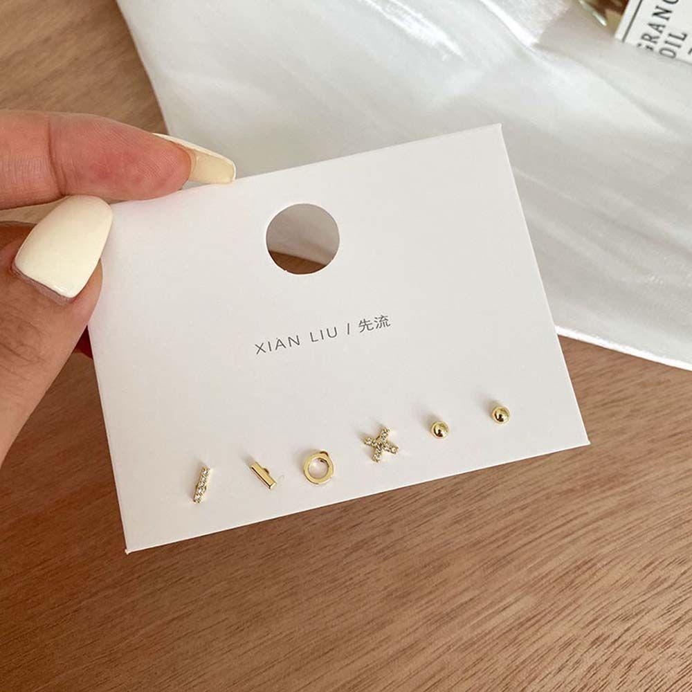 Mxbeauty Set Anting Pejantan Kepribadian Temperamen Bola Mini Cross Geometris Gaya Korea Earrings