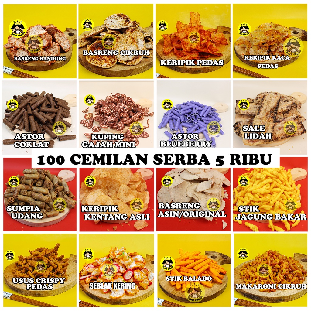 

(PART 2) ANEKA CEMILAN SERBA 5 ribu | basreng pedas keripik kaca keripik singkong cireng pedas seblak kering seblak cikur soes keju mie lidi astor coklat blueberry cemilan serba 5000 aneka snack rajaenak