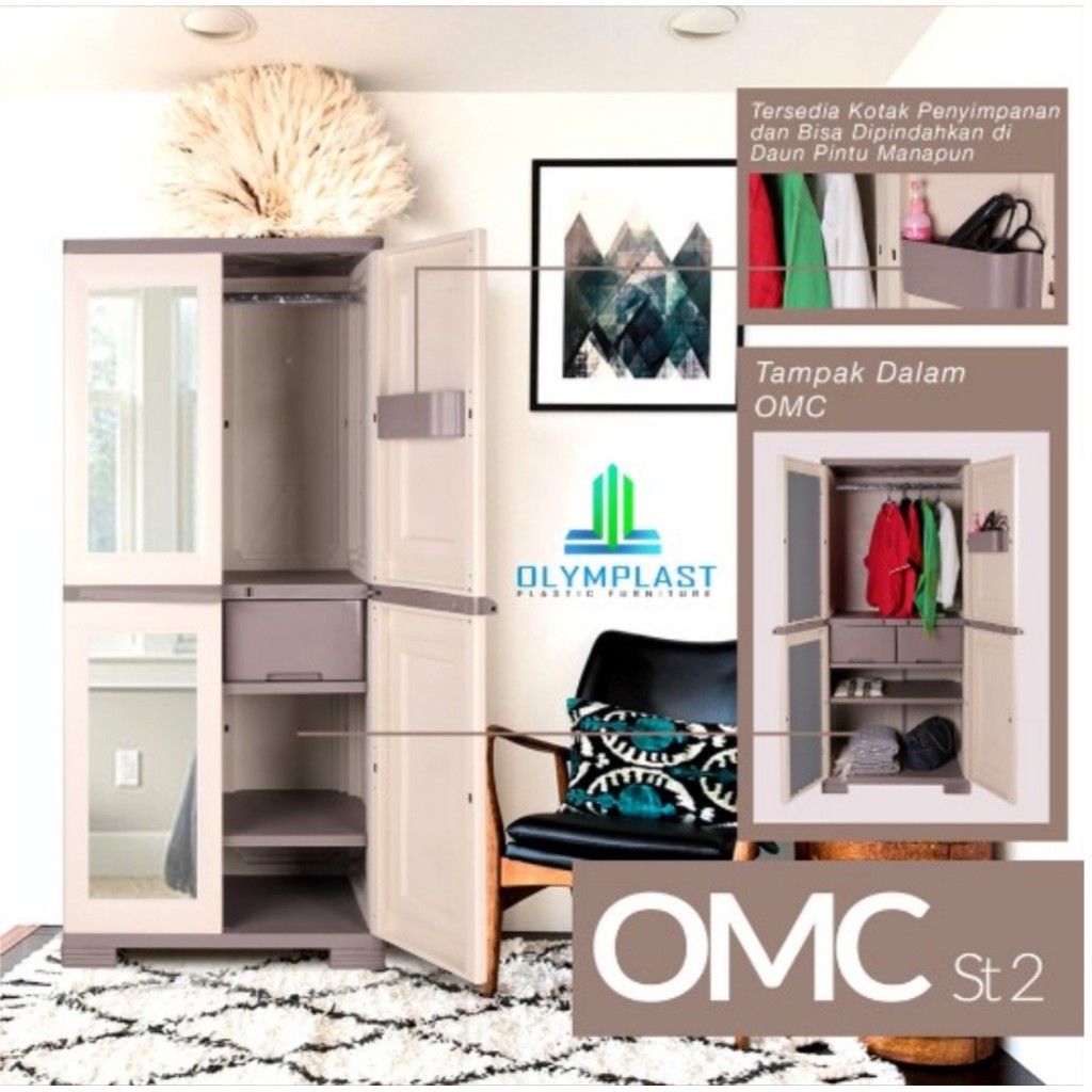 Lemari Pakaian Plastik 2 Pintu OLYMPLAST OMC St2