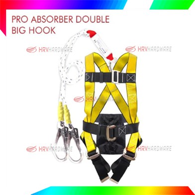 Full Body Harness PRO ABSORBER Double Big Hook. D.Ring Carabiner Double Lanyard merk GOSAVE