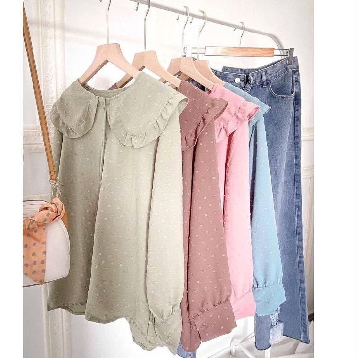 SALEE.. BLOUSE DERA / ATASAN WANITA KANCING CRINKLE URAGIRI
