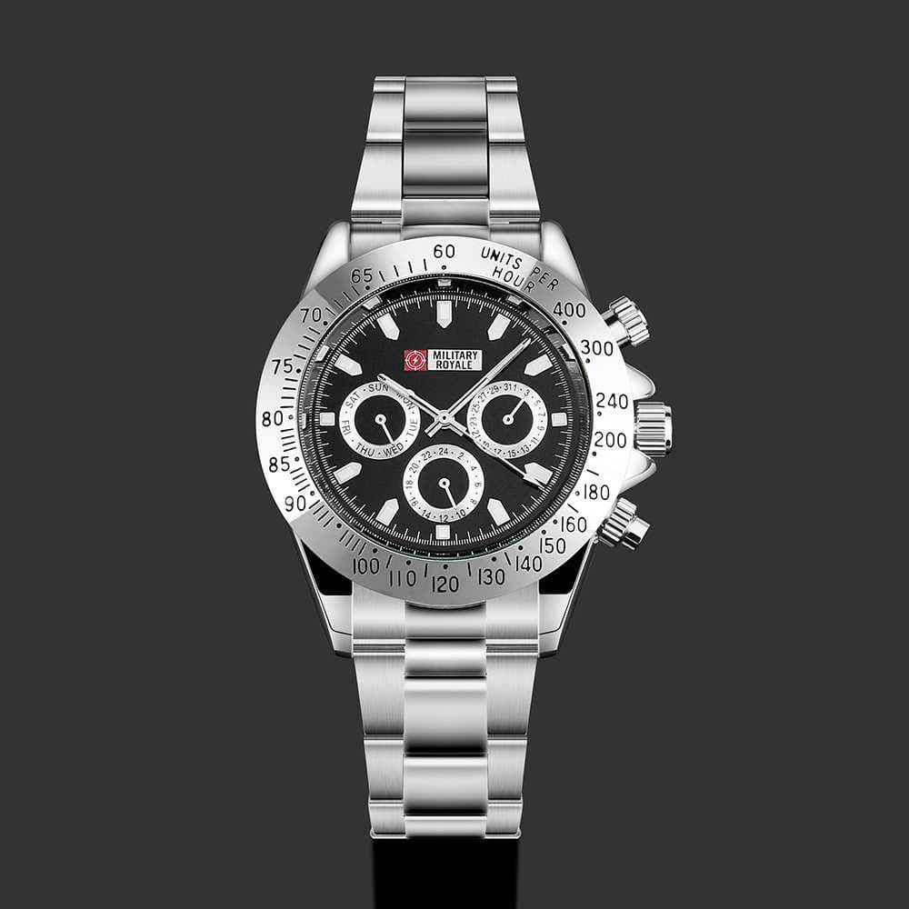 Military Royale Jam Tangan Analog Pria - MR159 - Silver/Hitam