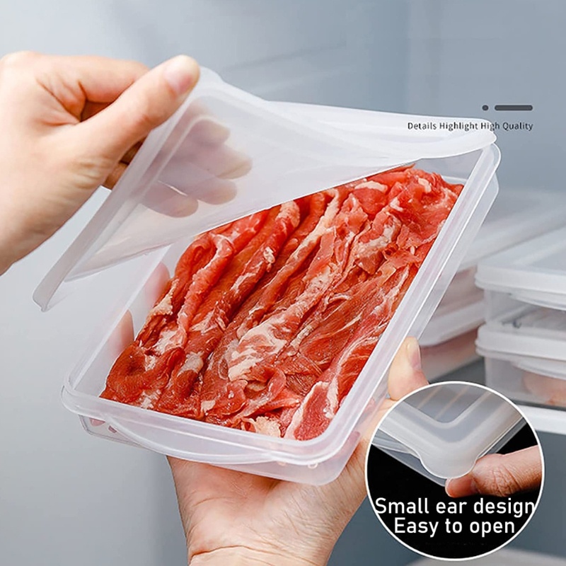 2pcs Kotak Penyimpanan Makanan Daging Bacon Dengan Tutup Untuk Kulkas